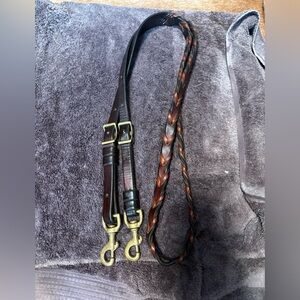 Brown Leather braided barrel reins